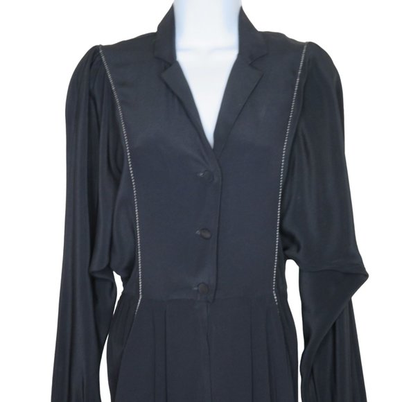 Vintage 80s Jolie Madame One Piece Jumpsuit XS Black Zip Button Pockets Blouson - Picture 4 of 16